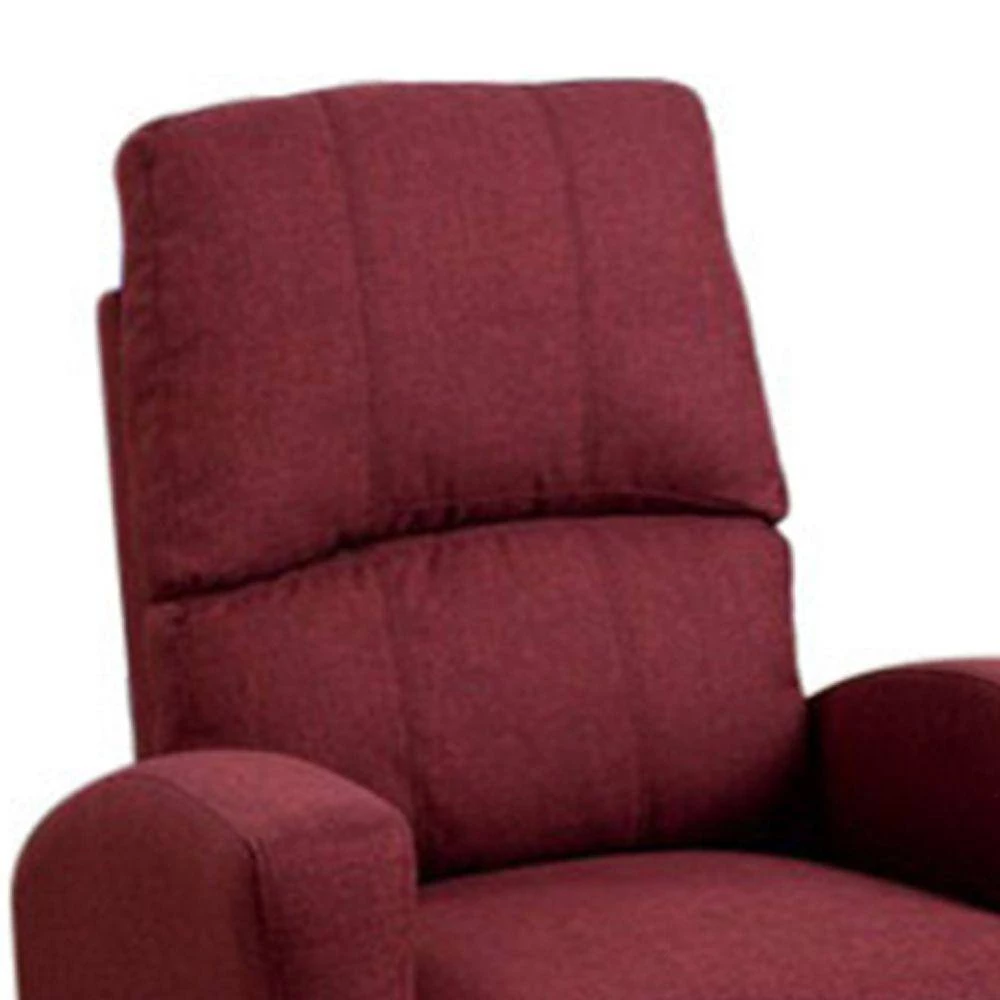 Red Swivel Recliner Chair in Carmine Poly-Fiber Fabric by Benjara 3 Red Swivel Recliner Chair in Carmine Poly-Fiber Fabric by Benjara - Image 3