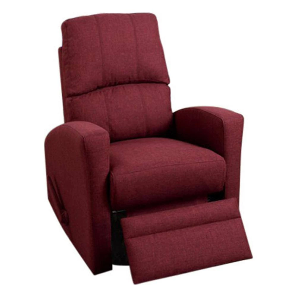 Red Swivel Recliner Chair in Carmine Poly-Fiber Fabric by Benjara 2 Red Swivel Recliner Chair in Carmine Poly-Fiber Fabric by Benjara - Image 2