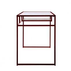 24 in. W Red Rectangular Glass Top Writing Desk with Open Compartment and Sled Base by Benjara -Cheap Benjara Store red benjara writing desks bm225732 1f 1000