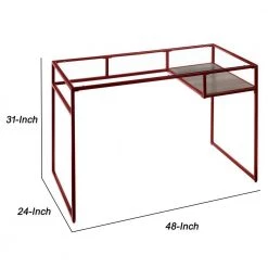 24 in. W Red Rectangular Glass Top Writing Desk with Open Compartment and Sled Base by Benjara -Cheap Benjara Store red benjara writing desks bm225732 44 1000