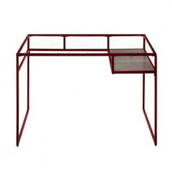 24 in. W Red Rectangular Glass Top Writing Desk with Open Compartment and Sled Base by Benjara -Cheap Benjara Store red benjara writing desks bm225732 4f 1000
