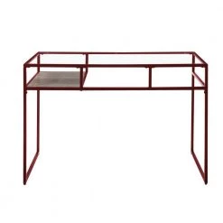 24 in. W Red Rectangular Glass Top Writing Desk with Open Compartment and Sled Base by Benjara -Cheap Benjara Store red benjara writing desks bm225732 c3 1000