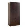 Red Cocoa and Brown Wooden Wardrobe with Bottom Drawers and 2-Doors (70 in. H x 31.5 in. W x 20.75 in. D) by Benjara