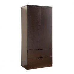 Red Cocoa and Brown Wooden Wardrobe with Bottom Drawers and 2-Doors (70 in. H x 31.5 in. W x 20.75 in. D) by Benjara