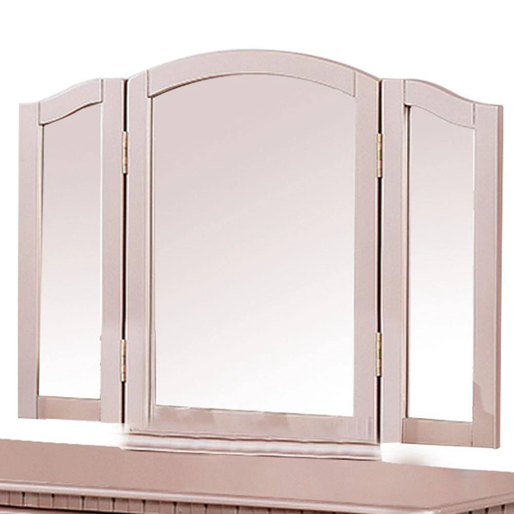 Rose Gold Vanity Set with Turned Tapered Legs and Mirror by Benjara 4 Rose Gold Vanity Set with Turned Tapered Legs and Mirror by Benjara - Image 4