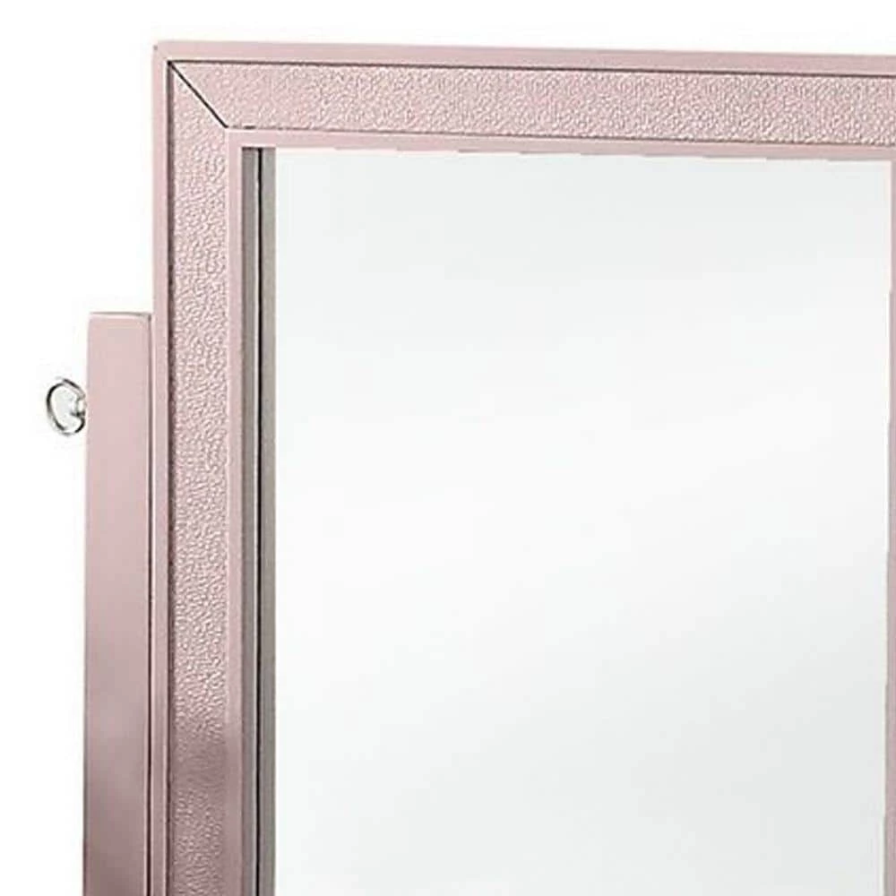 53" H x 19" W x 43" L Rose Gold Vanity Set with Tapered Legs and Five Drawers by Benjara 4 53" H x 19" W x 43" L Rose Gold Vanity Set with Tapered Legs and Five Drawers by Benjara - Image 4