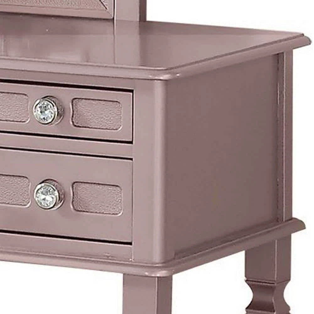 53" H x 19" W x 43" L Rose Gold Vanity Set with Tapered Legs and Five Drawers by Benjara 3 53" H x 19" W x 43" L Rose Gold Vanity Set with Tapered Legs and Five Drawers by Benjara - Image 3