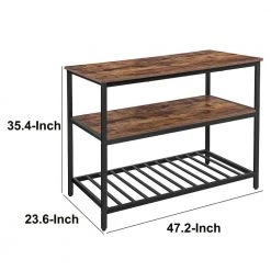 Hugh 47 in. Rustic Brown and Black Wood Slatted Metal Shelf Kitchen Island by Benjara 12 Hugh 47 in. Rustic Brown and Black Wood Slatted Metal Shelf Kitchen Island by Benjara -Cheap Benjara Store rustic brown and black benjara kitchen islands bm274770 44 1000