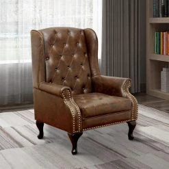 Brown Wing Accent Chair in Nail Head by Benjara 13 Brown Wing Accent Chair in Nail Head by Benjara -Cheap Benjara Store rustic brown benjara accent chairs bm131410 31 1000