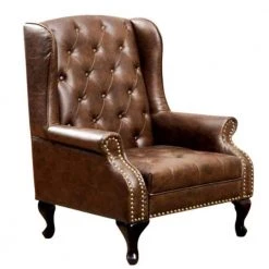 Cheap Benjara Store 54 Brown Wing Accent Chair in Nail Head by Benjara