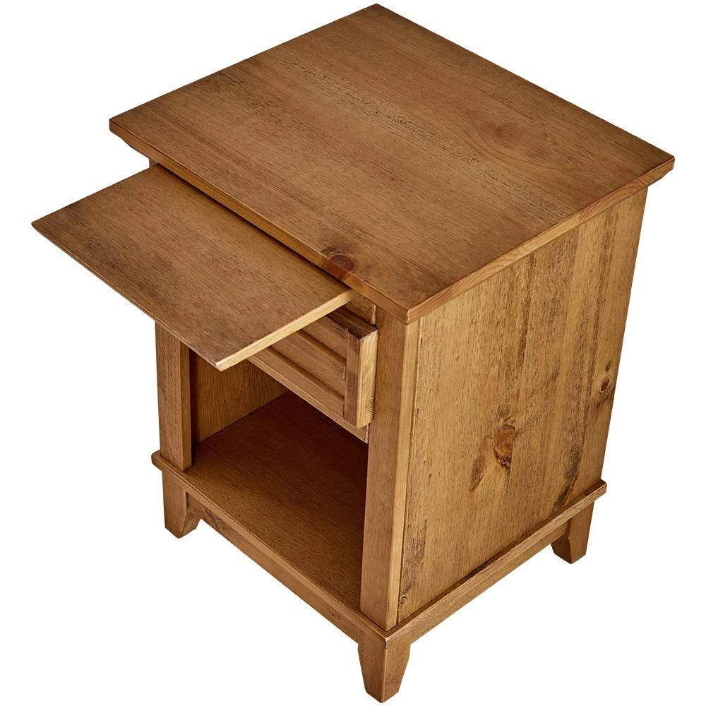Rustic Brown Wooden Nightstand with 1-Drawer and Bottom Shelf 15.98 in. L x 17.99 in. W x 24.02 in. H by Benjara 4 Rustic Brown Wooden Nightstand with 1-Drawer and Bottom Shelf 15.98 in. L x 17.99 in. W x 24.02 in. H by Benjara - Image 4
