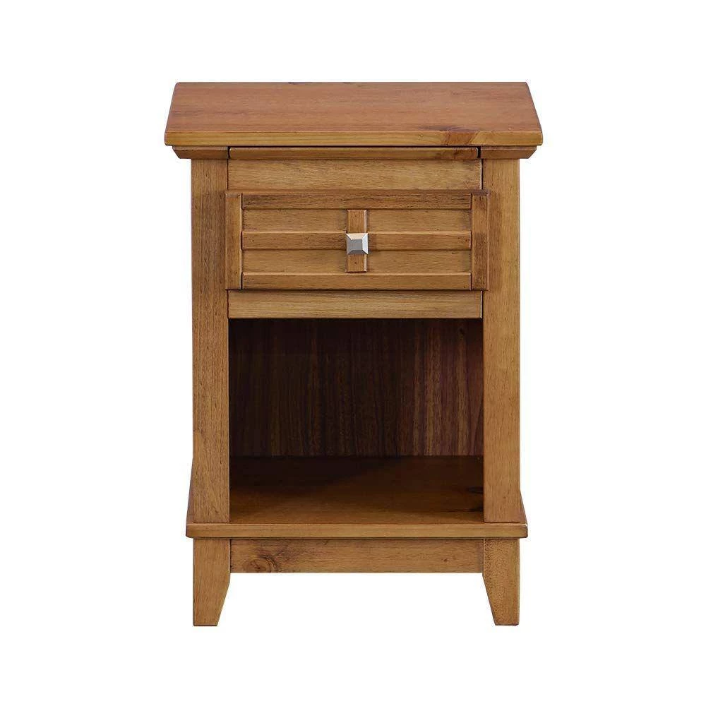 Rustic Brown Wooden Nightstand with 1-Drawer and Bottom Shelf 15.98 in. L x 17.99 in. W x 24.02 in. H by Benjara 3 Rustic Brown Wooden Nightstand with 1-Drawer and Bottom Shelf 15.98 in. L x 17.99 in. W x 24.02 in. H by Benjara - Image 3