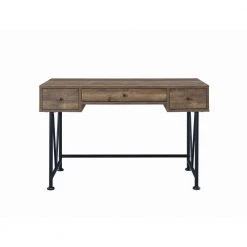 47.25 in. Rustic Oak and Black Traditional Style Wooden 3 Drawers Writing Desk by Benjara -Cheap Benjara Store rustic oak and black benjara writing desks bm215980 c3 1000