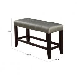 Silver and Brown Tufted High Bench with Tapered Legs 48" L x 16" W x 26" H by Benjara -Cheap Benjara Store silver and brown benjara bedroom benches bm171258 40 1000