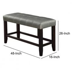 Silver and Brown Tufted High Bench with Tapered Legs 48" L x 16" W x 26" H by Benjara -Cheap Benjara Store silver and brown benjara bedroom benches bm171258 44 1000