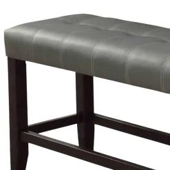 Silver and Brown Tufted High Bench with Tapered Legs 48" L x 16" W x 26" H by Benjara -Cheap Benjara Store silver and brown benjara bedroom benches bm171258 4f 1000