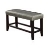 Silver and Brown Tufted High Bench with Tapered Legs 48" L x 16" W x 26" H by Benjara