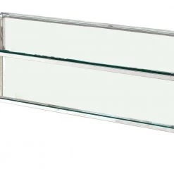 24 in. Silver and Clear Standard Rectangular Glass Coffee Table with Tapered Legs by Benjara -Cheap Benjara Store silver and clear benjara coffee tables bm207950 1f 1000