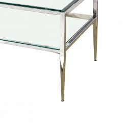24 in. Silver and Clear Standard Rectangular Glass Coffee Table with Tapered Legs by Benjara -Cheap Benjara Store silver and clear benjara coffee tables bm207950 4f 1000