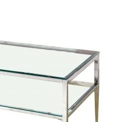 24 in. Silver and Clear Standard Rectangular Glass Coffee Table with Tapered Legs by Benjara -Cheap Benjara Store silver and clear benjara coffee tables bm207950 c3 1000