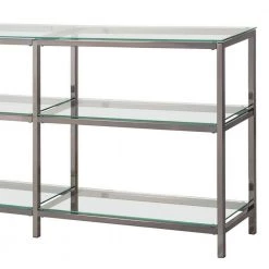 Industrial 26.75 in. Silver Metal 3-Shelf Bookcase with Glass Shelves by Benjara -Cheap Benjara Store silver benjara bookcases bookshelves bm159116 4f 1000