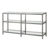 Industrial 26.75 in. Silver Metal 3-Shelf Bookcase with Glass Shelves by Benjara