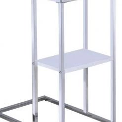 Modern Style 18 in. C- Shape Silver Glass Top Snack Table with Bottom Shelf by Benjara 13 Modern Style 18 in. C- Shape Silver Glass Top Snack Table with Bottom Shelf by Benjara -Cheap Benjara Store silver benjara c tables bm160160 1f 1000