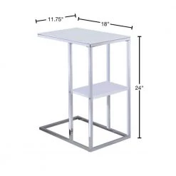Modern Style 18 in. C- Shape Silver Glass Top Snack Table with Bottom Shelf by Benjara 10 Modern Style 18 in. C- Shape Silver Glass Top Snack Table with Bottom Shelf by Benjara -Cheap Benjara Store silver benjara c tables bm160160 40 1000