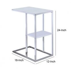 Modern Style 18 in. C- Shape Silver Glass Top Snack Table with Bottom Shelf by Benjara 14 Modern Style 18 in. C- Shape Silver Glass Top Snack Table with Bottom Shelf by Benjara -Cheap Benjara Store silver benjara c tables bm160160 44 1000