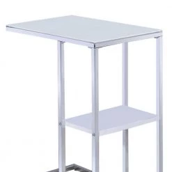 Modern Style 18 in. C- Shape Silver Glass Top Snack Table with Bottom Shelf by Benjara 12 Modern Style 18 in. C- Shape Silver Glass Top Snack Table with Bottom Shelf by Benjara -Cheap Benjara Store silver benjara c tables bm160160 4f 1000