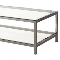 23 in. L Rectangle Silver Glass Top Coffee Table with Metal Frame and Open Shelf by Benjara -Cheap Benjara Store silver benjara coffee tables bm219615 1f 1000