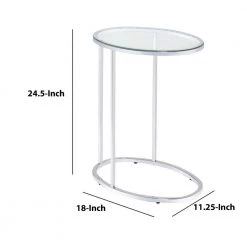 Stylish Silver Oval Shaped Metal Snack Table with Glass Top by Benjara 10 Stylish Silver Oval Shaped Metal Snack Table with Glass Top by Benjara -Cheap Benjara Store silver benjara end side tables bm160142 44 1000