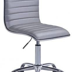 Silver Armless Leatherette Swivel Office Chair with Adjustable Height and Metal Base by Benjara -Cheap Benjara Store silver benjara executive chairs bm194307 1f 1000