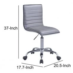 Silver Armless Leatherette Swivel Office Chair with Adjustable Height and Metal Base by Benjara -Cheap Benjara Store silver benjara executive chairs bm194307 44 1000