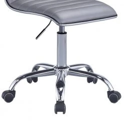 Silver Armless Leatherette Swivel Office Chair with Adjustable Height and Metal Base by Benjara -Cheap Benjara Store silver benjara executive chairs bm194307 4f 1000