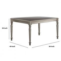 Traditional Silver Rubber Wood Dining Table by Benjara -Cheap Benjara Store silver benjara kitchen dining tables bm171315 44 1000