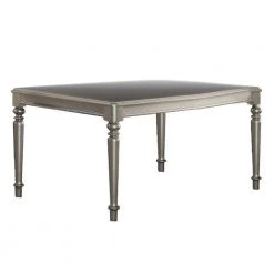Traditional Silver Rubber Wood Dining Table by Benjara