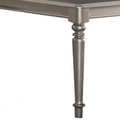 Traditional Silver Rubber Wood Dining Table by Benjara -Cheap Benjara Store silver benjara kitchen dining tables bm171315 c3 1000