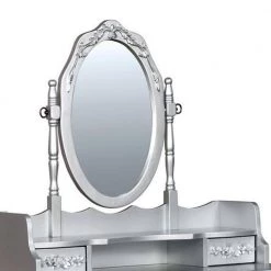 Traditional Silver Wooden Vanity Table by Benjara -Cheap Benjara Store silver benjara makeup vanities bm132007 1f 1000