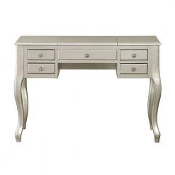 Cherub Silver Vanity Set Featuring Stool and Mirror (2-Piece) by Benjara -Cheap Benjara Store silver benjara makeup vanities bm167185 c3 1000