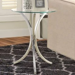 Modish Silver And Clear Metal Accent Table with Glass Top by Benjara -Cheap Benjara Store sliver and clear benjara end side tables bm160285 31 1000
