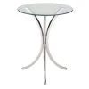 Modish Silver And Clear Metal Accent Table with Glass Top by Benjara