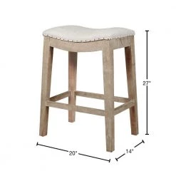 Classy Elevated 27 in. H Stone Wash Brown Fabric Upholstered Counter Stool by Benjara -Cheap Benjara Store stone wash brown benjara bar stools bm174236 40 1000