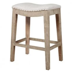 Classy Elevated 27 in. H Stone Wash Brown Fabric Upholstered Counter Stool by Benjara -Cheap Benjara Store stone wash brown benjara bar stools bm174236 c3 1000