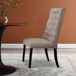 Tan Brown and Black Wooden Dining Side Chair with Button Tufted Back (Set of 2) by Benjara -Cheap Benjara Store tan brown and black benjara dining chairs bm186231 31 1000