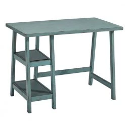 42 in. Rectangular Teal Blue Writing Desk by Benjara