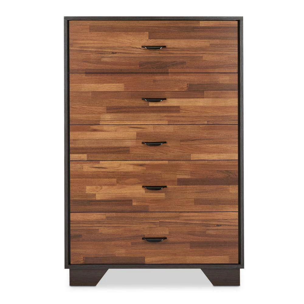 5-Drawer Walnut and Espresso Brown Wooden Chest 32 in. L x 16 in. W x 47 in. H by Benjara 5 5-Drawer Walnut and Espresso Brown Wooden Chest 32 in. L x 16 in. W x 47 in. H by Benjara - Image 5