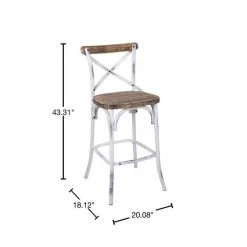 Zaire 43.31 in. H Walnut Brown and Antique White Bar Chair by Benjara -Cheap Benjara Store walnut antique white benjara bar stools bm152030 40 1000