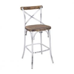 Zaire 43.31 in. H Walnut Brown and Antique White Bar Chair by Benjara