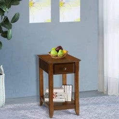 Smart Looking Walnut Brown Wooden Side Table by Benjara -Cheap Benjara Store walnut benjara end side tables bm157301 31 1000